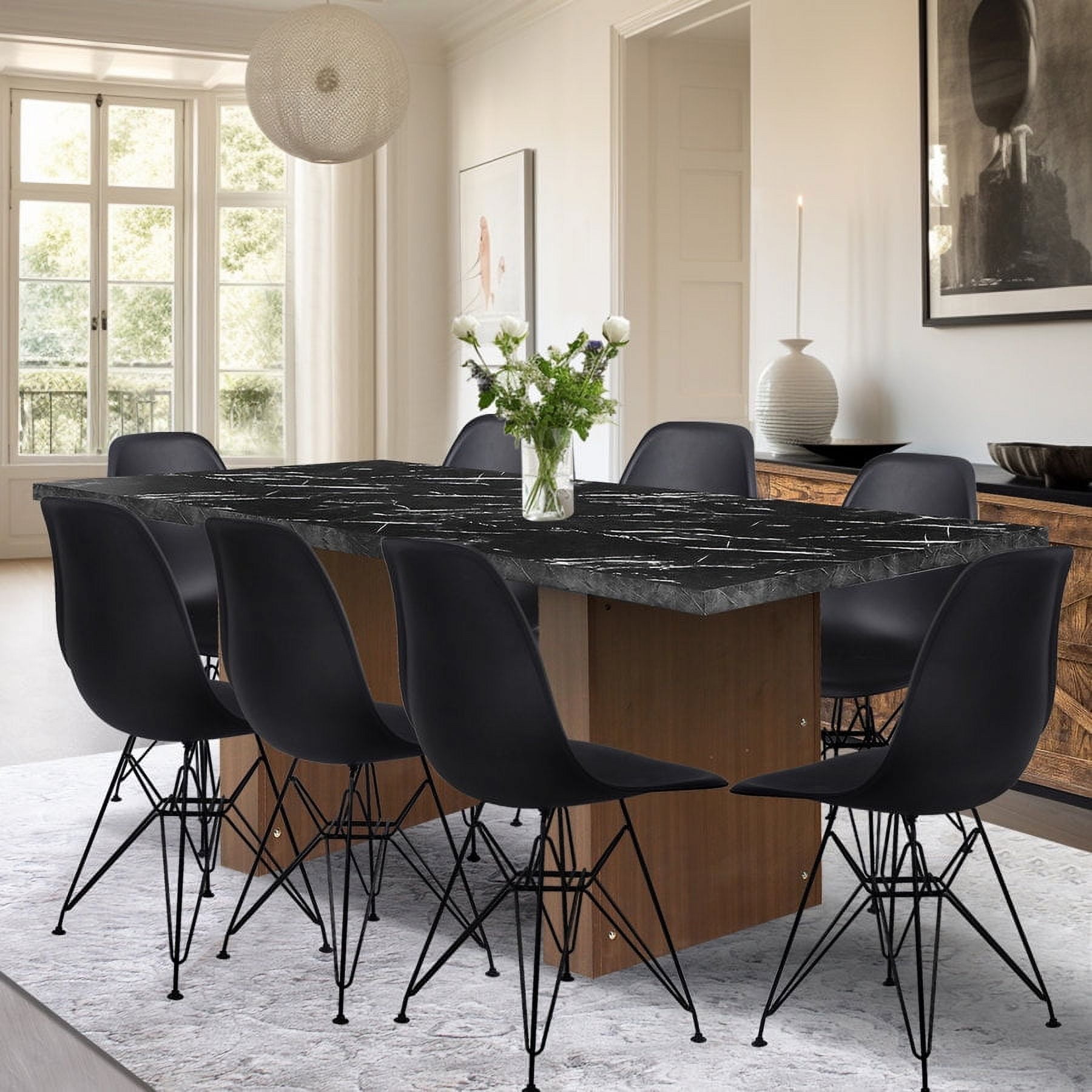 Leejay 9 Piece Kitchen Table Set,Rectangular Wood Dining Table and