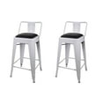 thumbnail image 1 of Leejay Cream White 24 inch Low Back Counter Height Metal Barstool with Vegan Leather Seat, Set of 2, 1 of 5