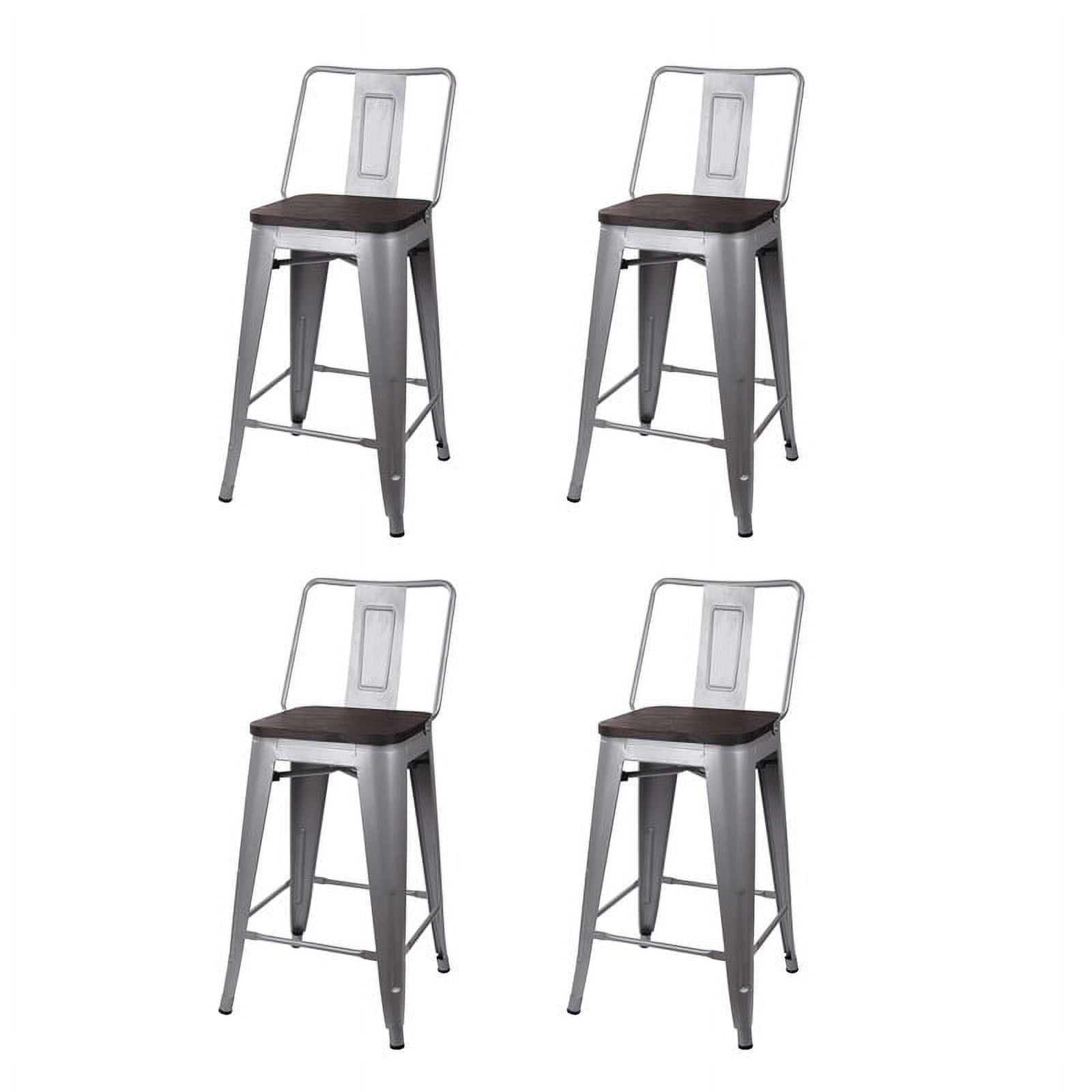Leejay Gray 24 inch High Back Counter Height Metal Barstool with Wood