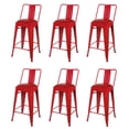 thumbnail image 1 of Leejay Red 24 inch High Back Counter Height Metal Barstool with Red Vegan Leather Seat, Set of 6, 1 of 5