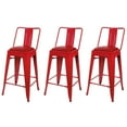 thumbnail image 1 of Leejay Red 24 inch High Back Metal Barstools with Red Vegan Leather Seat,Set of 3, 1 of 5