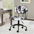 Leejay Retro Milk Cow Print Swivel Office Desk Chairs,Adjustable Task