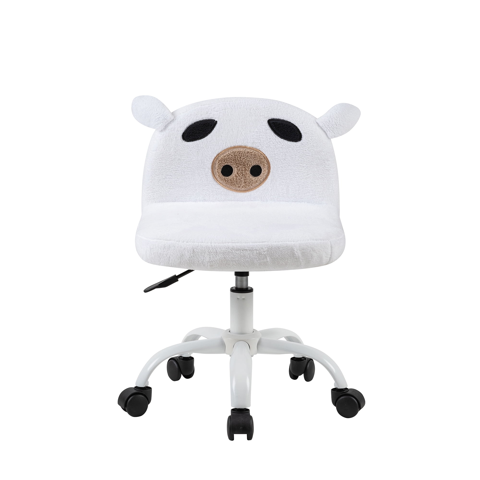 Leejay White Fuzzy Desk Chair for Teen Girls, Adjustable Armless Swivel