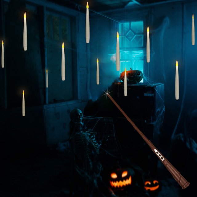 Leejec 6.1" Floating Candles with Magic Wand Remote, 12pcs Hanging