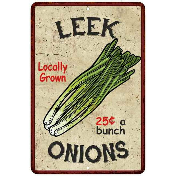 Leek Onions Kitchen Vintage Look Chic 8 x 12 Matte Finish Metal 108120020059