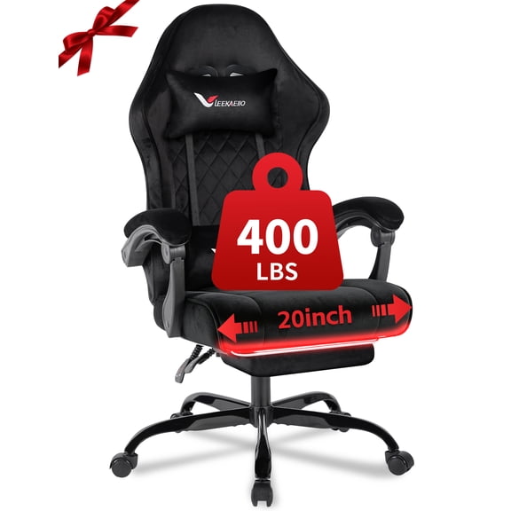 Leekaeiio Fabric Gaming Chair for Adults, Ergonomic Reclining Game Chair with Foot Rest, Video Game Seating with Lumbar Support