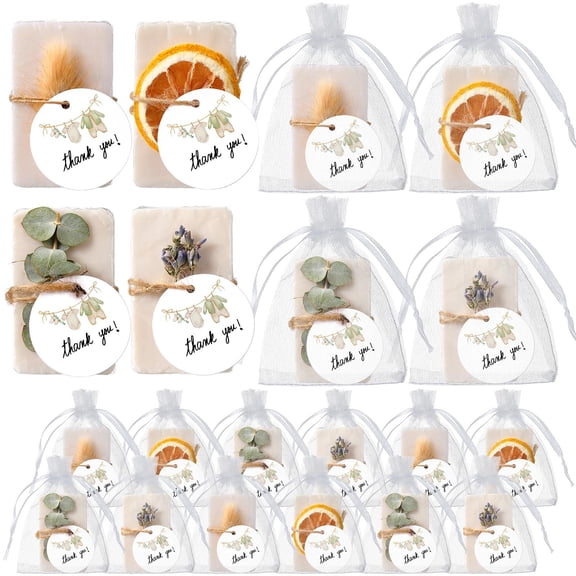 Leelosp 24 Sets Mini Eucalyptus Soap Favors Soap Thank You Gifts with Cards Organza Bags Handmade Neutral Gifts for Baby Shower Bridal Shower Birthday Wedding Party Favors Guest Prize Souvenirs Y102