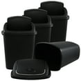 thumbnail image 1 of Leendines 4 Pack 40 L Kitchen Trash Bin with Lid, Black Plastic Swing Lid Garbage Can, 1 of 5