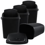 Leendines 4 Pack 40 L Kitchen Trash Bin with Lid, Black Plastic Swing Lid Garbage Can