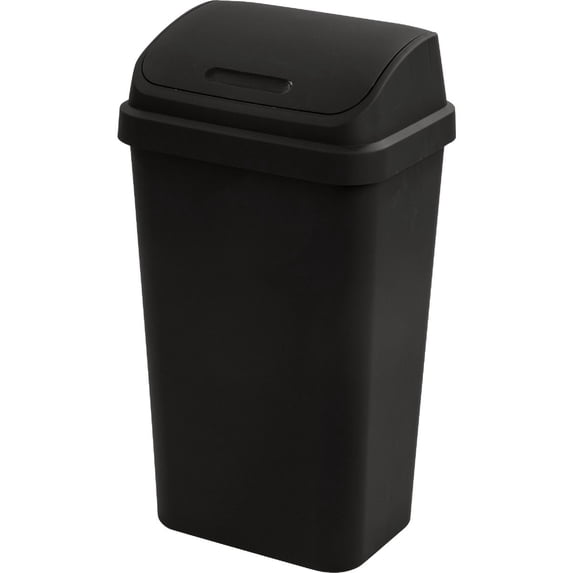 Leendines Plastic Garbage Can with Swing Lid - 50 L - 4 Pack, Black
