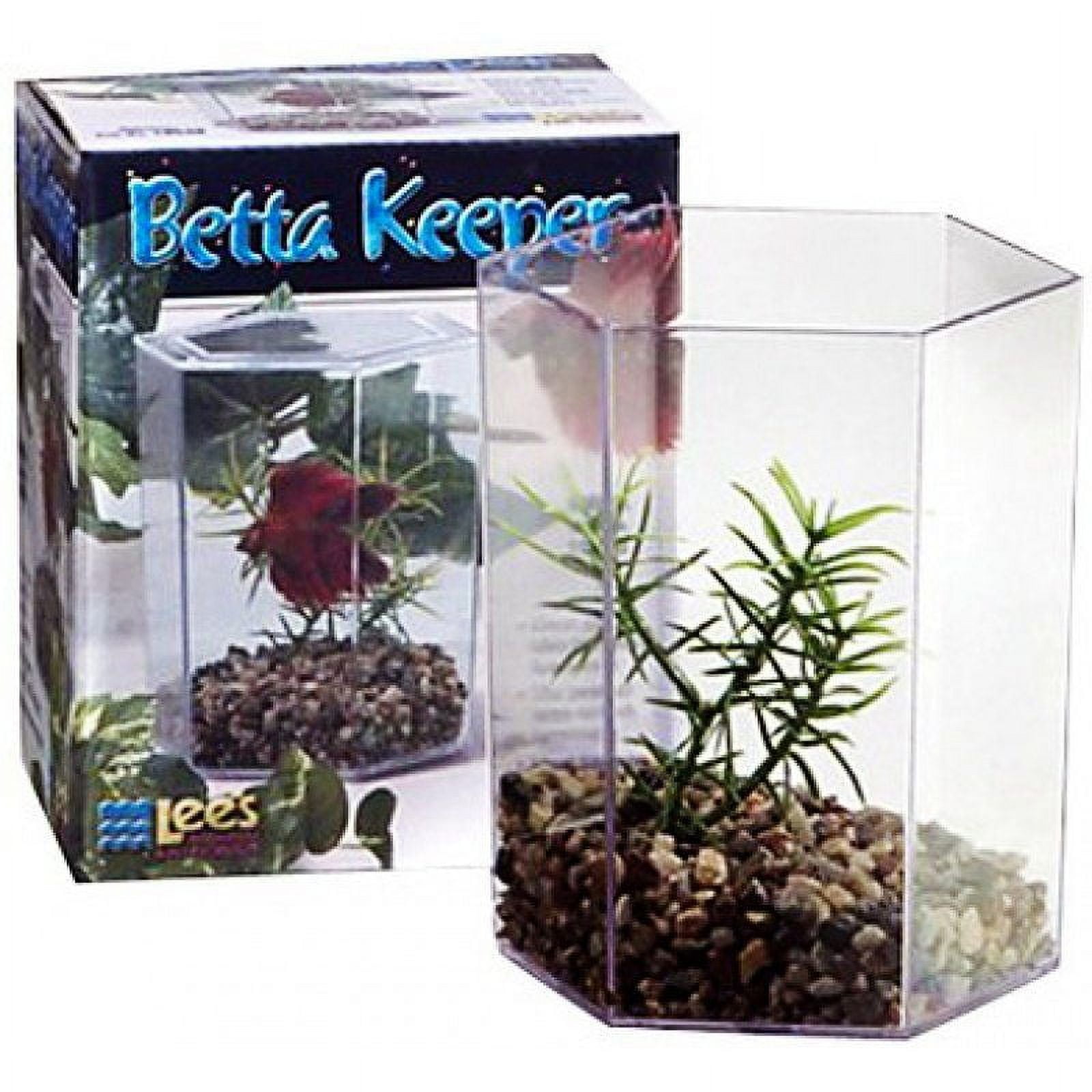 Lees Betta Keeper Hex Aquarium Kit [Aquarium, Bowls Plastic] 24 oz (4.8"L x 3.8"W x 5.4"H)