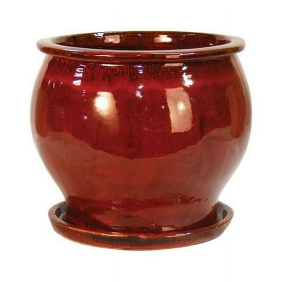 Lees Pottery DB10021-08G 8 in. Red Solid Studio Glazed Planter - Pack of 2 Pack Of 2
