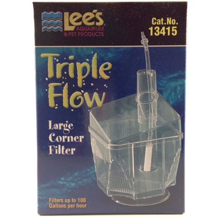 Lees Triple Flow Corner Filter [Aquarium, Filters Corner & Sponge] Large - 4"L x 4"W x 6"H (100 GPH)
