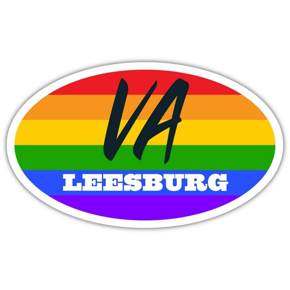 Leesburg VA Virginia Loudoun County Rainbow Pride Flag 6 Stripes Pride Flag Euro Decal Bumper Sticker 3M Vinyl 3" x 5"