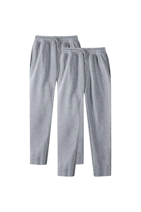 Leesechin 2 Pack Men's Cotton Pajama Pants Soft Knit Sleep Lounge Pants for men with Drawstring Pockets Button Fly