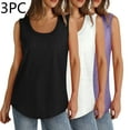 thumbnail image 1 of Leesechin 3PC Womens Tank Tops Summer T Shirts Sleeveless Casual Loose Tunic Blouses, 1 of 9