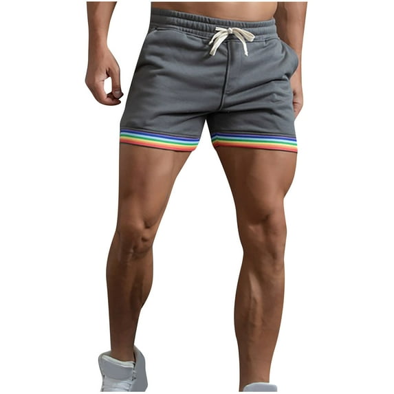 Leesechin Beach Shorts for Men Men's Casual Solid Color Casual Drawstring Pockets Elastic Sports Shorts