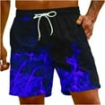thumbnail image 1 of Leesechin Beach Shorts for Men Men's Flame Printing Special Print Hawaiian Casual Trouser Shorts Pant, 1 of 9