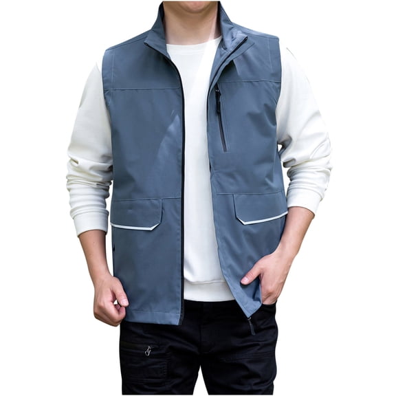 Leesechin Big Mens Cargo Vest Mens Lightweight Sports Multi-bag Casual Quick-drying Vest Mountaineering Tooling Outdoor Vest Jackets
