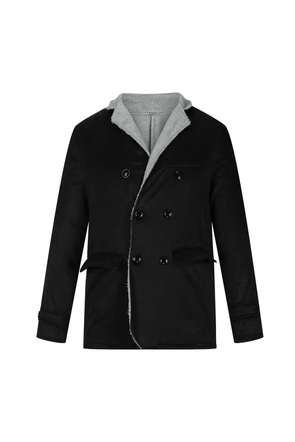 Big & Tall Men's Keep Warm Thicken Long Sleeve Turndown Button Jacket Patchwork