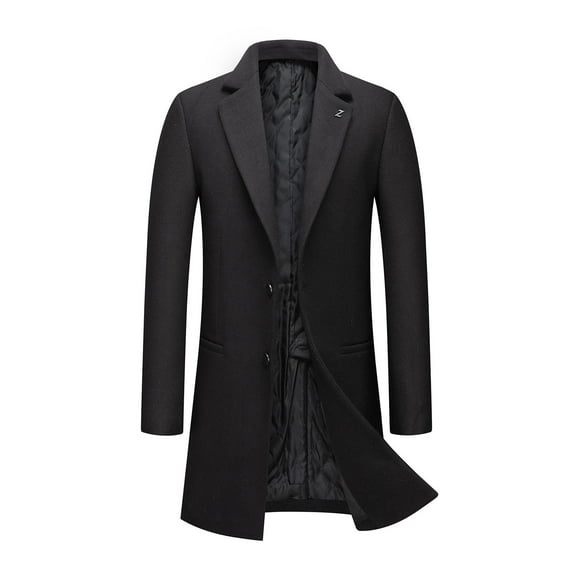 Leesechin Big & Tall Mens Winter Business Medium Long Woolen Coat Fashion Lapel Warm Fashion Coat
