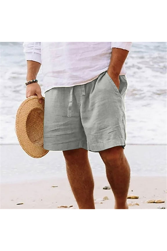 Big and Tall Shorts Mens Shorts Solid Pocket Elastic Waist Straight Half Shorts Pants Sport Pants