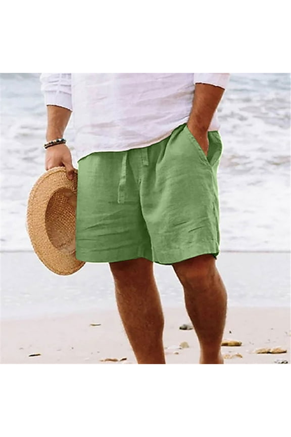 Big and Tall Shorts Mens Shorts Solid Pocket Elastic Waist Straight Half Shorts Pants Sport Pants