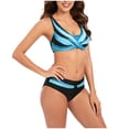 thumbnail image 1 of Leesechin Bikini Sets for Women Ladies Fashion Multicolor Gradient Color Polka Dots Stripe Print Lacing Ladies Split Swimsuit Black 4XL, 1 of 7
