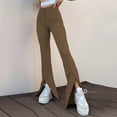 thumbnail image 1 of Leesechin Black Pants for Women Trendy Summer Solid Casual Button Zipper Elastic Waist Long Flared Trousers on Clearance, 1 of 8