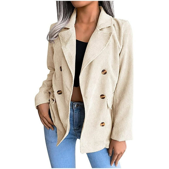 Leesechin Blazers for Women Classic Solid Color Corduroy Long Sleeves Button Casual Blazer Jacket Tops Coat