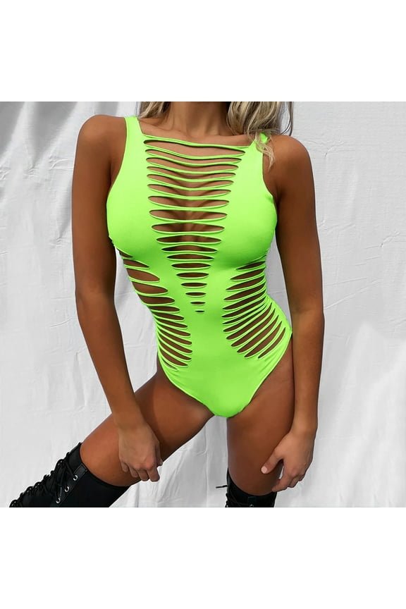Bodysuits for Women Sexy Summer Cut Out Sleeveless Tight-Fitting Party Playsuits Clubwear