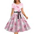 thumbnail image 1 of Leesechin Breast Cancer Awareness Dresses Clearance Women's Pink Ribbon Butterfly Print Dress Sleeveless Long Skirt, 1 of 2
