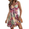 thumbnail image 1 of Leesechin Camisole Tops for Women Ladies Casual Sundress with Pockets Summer Boho Beach Dress Floral T-Shirts Dress V Neck Loose Tank Tops Dresses, 1 of 7