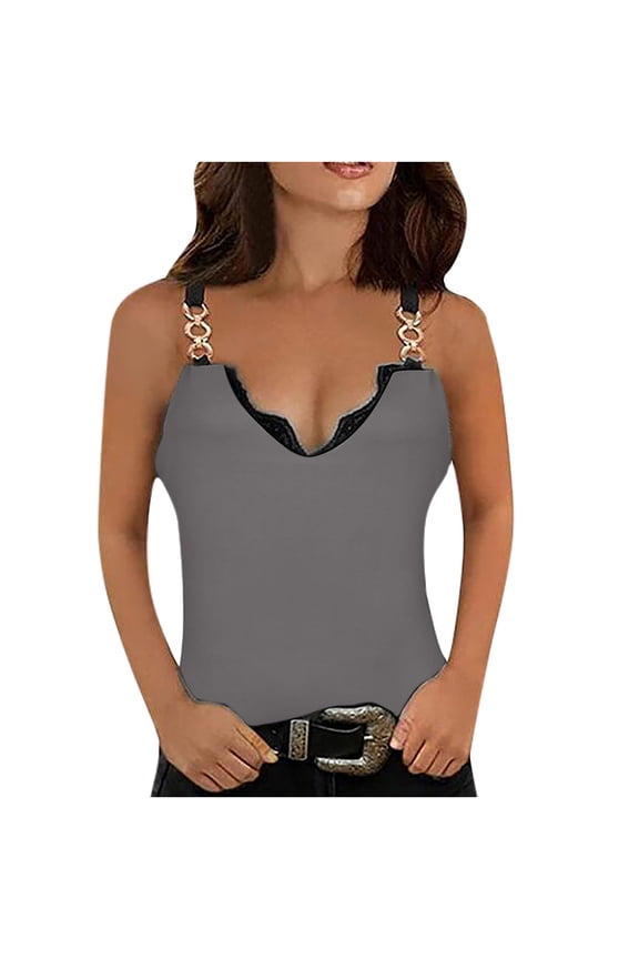 Camisole Tops for Women Ladies Fashion Summer Loose Casual Solid V-Neck Cute Tank Tops Halter Blouse