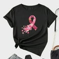 thumbnail image 1 of Leesechin Cancer Shirts Women Pink Ribbon Graphic Tee Cure Breast Cancer Awareness Tshirt Inspirational Short Sleeve Tops Black, 1 of 5