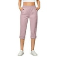thumbnail image 1 of Leesechin Capri Pants for Women High Waisted Cargo Casual Elastic Waist Rolled Hem Summer Capris Pants with Pockets, 1 of 8