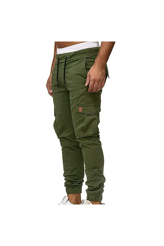 Cargo Pants for Men Summer Khakis Casual Short Jogger Sport Jogger Jogging Long Sports Pants Army Green 2XL