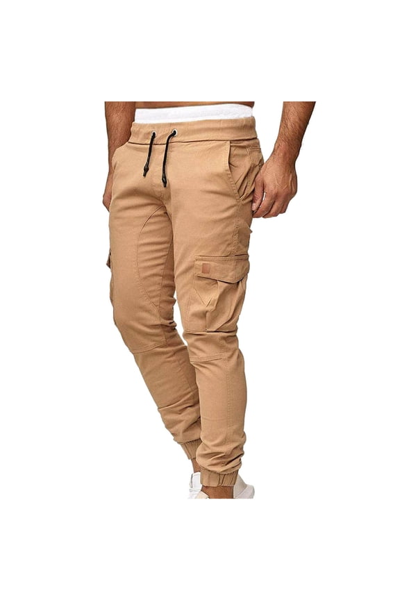 Cargo Pants for Men Summer Khakis Casual Short Jogger Sport Jogger Jogging Long Sports Pants Khaki XL