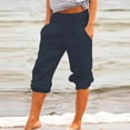 thumbnail image 1 of Leesechin Cargo Pants for Women Loose Wide Leg Trousers Cotton Linen Straight Trousers Casual Trousers, 1 of 8