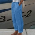 thumbnail image 1 of Leesechin Cargo Pants for Women Trendy Summer Casual Loose Cotton and Linen Pocket Solid Trousers on Clearance, 1 of 5