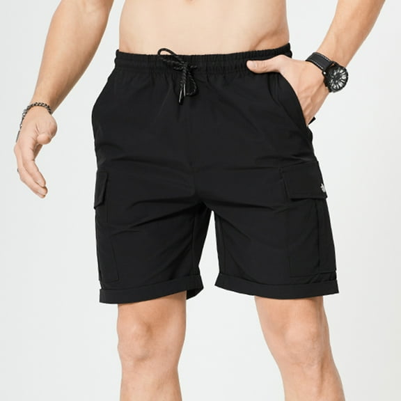 Leesechin Cargo Shorts for Men Drawstring Loose Twill Outdoor Wear