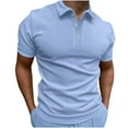 thumbnail image 1 of Leesechin Casual Shirts for Men Solid Turndown Pullover Button Short Sleeve Blouse Tops, 1 of 6