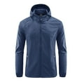 thumbnail image 1 of Leesechin Clearance Big and Tall Zipper Pocket Waterproof Clothing Thin Men's Skin Trench Long Sleeve Hooded Big and Tall Outwear & Jackets Dark Blue 5XL, 1 of 3
