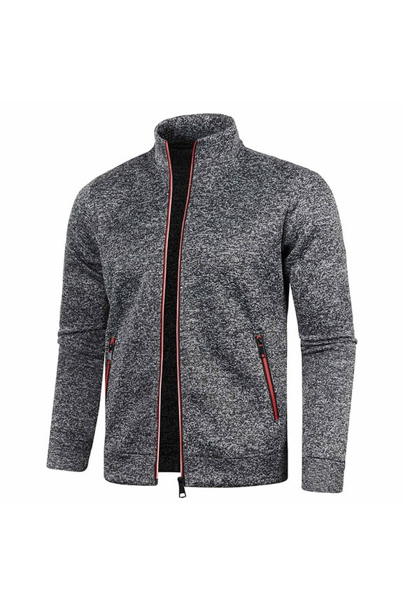 Fashion Big and Tall and Winter Mens Faux Fur Coats Long Zipper Sweater Sleeve Thin Velvet Sweater Jacket Dark Gray M