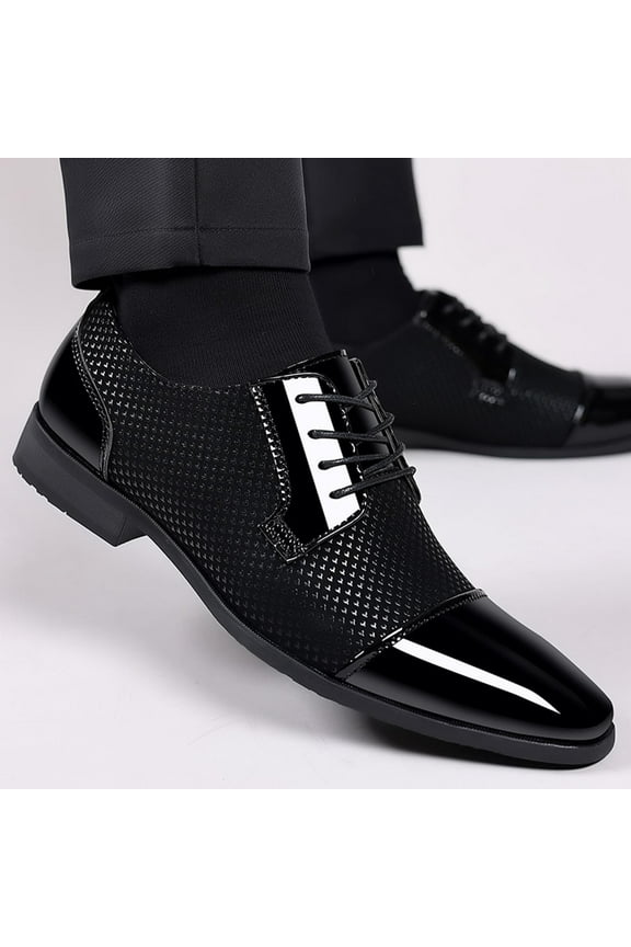 Leesechin Fashion Men's Casual Pointed Comfy Leather Shoes Casual Shoes