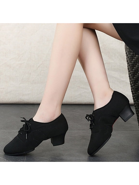 Leesechin Latin Dance Shoes Women Ballroom Tango Party Oxford Mid Heel Mesh Dancing Shoes