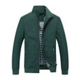 thumbnail image 1 of Leesechin Clearance Men Big & Tall Jacket Zipper Pocket Ribbed Hem Non-hooded Sports Solid Top Coat Green L, 1 of 2