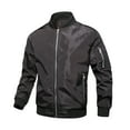 thumbnail image 1 of Leesechin Men Big & Tall Jacket Zipper Pocket Ribbed Hem Non-hooded Sports Solid Top Coat, 1 of 5