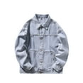 thumbnail image 1 of Leesechin Clearance Men Big and Tall Denim Jacket and Velvet Stand-collar Single-breasted Jacket Coat Blue XL, 1 of 8