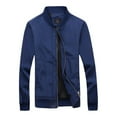 thumbnail image 1 of Leesechin Men Big and Tall Windbreaker Thin Lightweight Outwear Stand-up Collar Sportswear Solid Jacket Coat Windbreaker Blue XL, 1 of 2